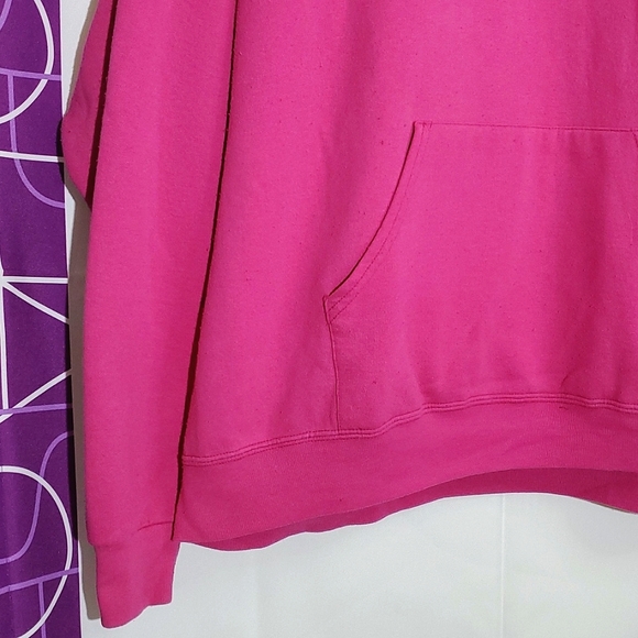 Jerzees NuBlend Pink "Love 01 Another" Long Sleeve Hoodie - Size XLarge - Picture 4 of 12